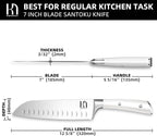 Santoku Knife 7 Inch, Japanese Professional Chef knife High Carbon Stainless Steel, Razor Sharp Chefs Kitchen Knife, Vegetable Chopping Knife for Cooking With Full-tang Handle, White
