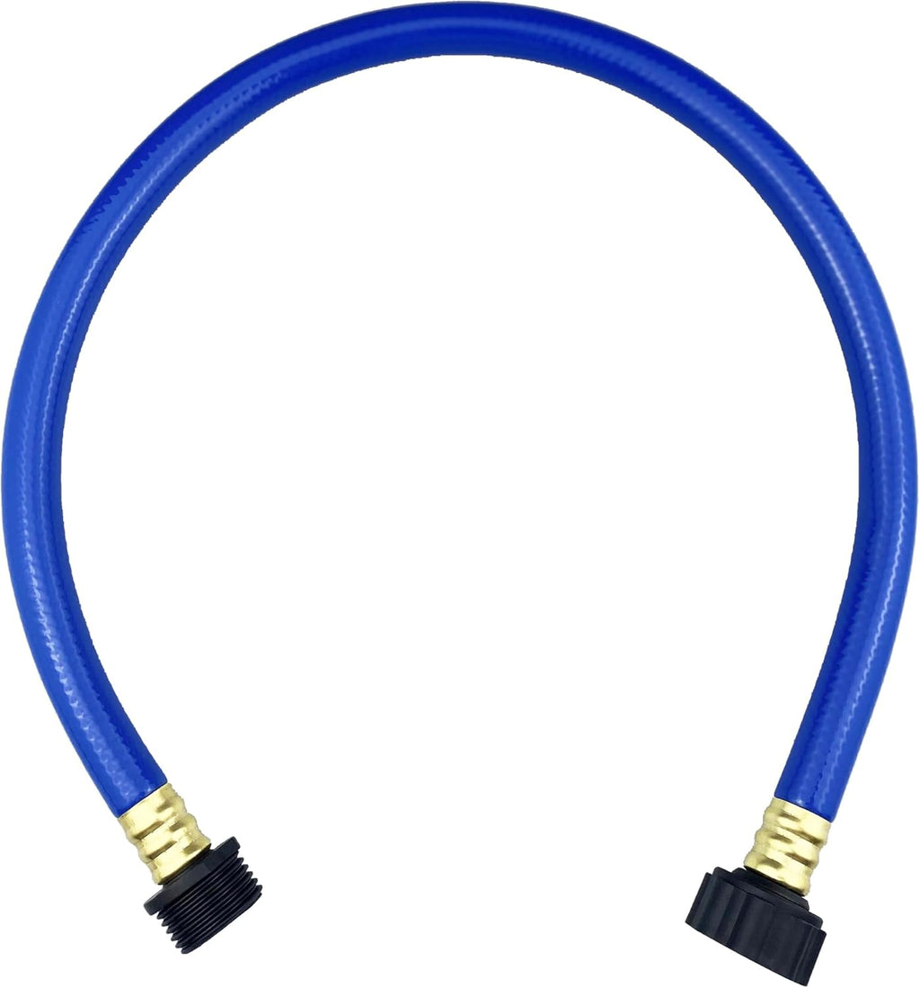 PVC Garden Hose 1/2 Inch, Flexible Water Hose with Male and Female Fittings, No Leaking, Heavy Duty, for Household, Outdoors, Lawns, Patio (2 FT, Blue, Plastic Fittings)