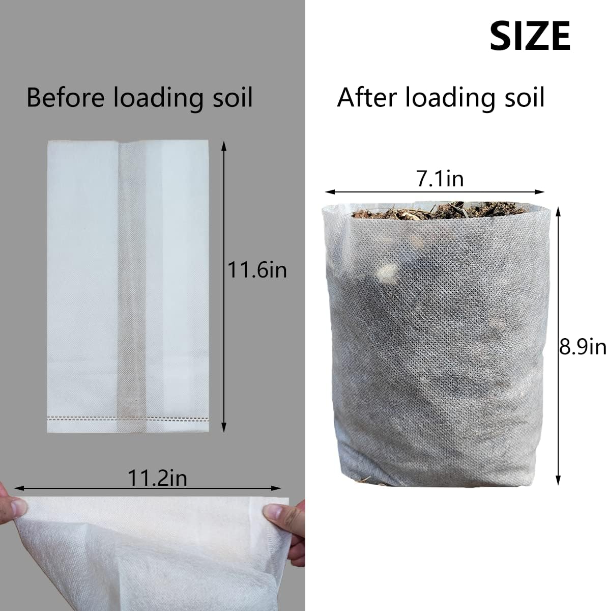 Belit 50 Pcs Non-Woven Plant Nursery Bags, Seedling Pots Container for Vegetable, Flower, Starting saplings, Plant Grow (11.6"x11.2")