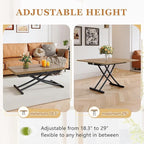 4 in 1 Folding Dining Table with Adjustable Lift Top & Wheels, Multi-Function Coffee Table to Dining Table for Apartments, Kitchens, Living Rooms, Scratch-Resistant & Easy Assembly