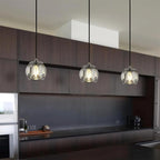 Crystal Pendant Light Fixture, Modern Black Pendant Light Kitchen Lighting, Small Crystal Pendant Island Hanging Light for Kitchen Dining Room