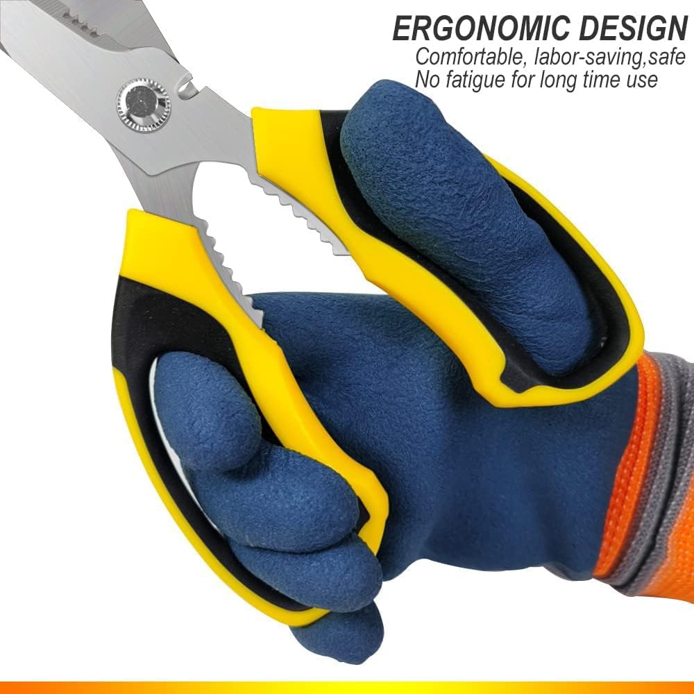 Ultra Sharp Stainless Steel Shears, Heavy Duty Scissors with Protective Cover, All Purpose Carpet Shears, Easy Cutting Cardboard, Leather, Fabric, Wires