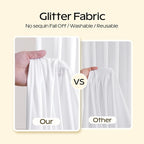 White Glitter Backdrop Curtain for Parties Wedding,10Ft x 10Ft Satin Shimmer Photo Backdrop,Non-Wrinkle Sparkle Drapes for Backdrops,Back Drop for Photography, Birthdays,Weddings,Prom