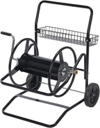 VINGLI 2-Wheel Garden Hose Reel Cart, Freestanding Water Hose Reel for Outside with Heavy Duty Portable Rolling Design Metal, 200FT Capacity for 3/4" Hose for Outdoor Use (Black)