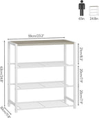 Yusong Shoe Rack Organizer, 4 Tier Industrial Shoe Storage Shelf for Closet Entryway, Narrow Sturdy Metal Shoe Shelves, White