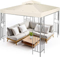 Flexzion Gazebo Cover Replacement Canopy Top 8x8 Ft (2.4m x 2.4m) - Double Tier Top Canopy Cover Replacement with UV30+, Dirt, Water Resistant for Outdoor, Sunshade, Garden, Patio, Pavilion (Ivory)
