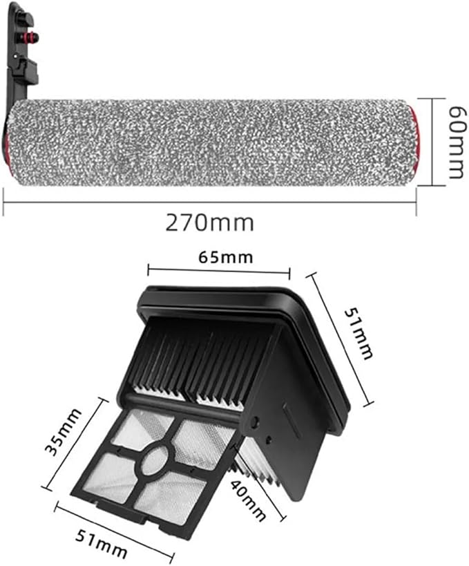 Main Roller Brushes Filter，Compatible For Dreame，H40 Ultra / H40 Pro Wet Dry Vacuum Cleaner Spare Parts Floor Scrubber .(C)