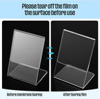Ctosree 48 Pcs Acrylic Photo Frame L shape Slant Back Desktop Photo Frames Plastic Clear Sign Clear Acrylic Display Stand Table Top Sign for Home Office Wedding Restaurant Menu (2.5 x 3.5 Inch)