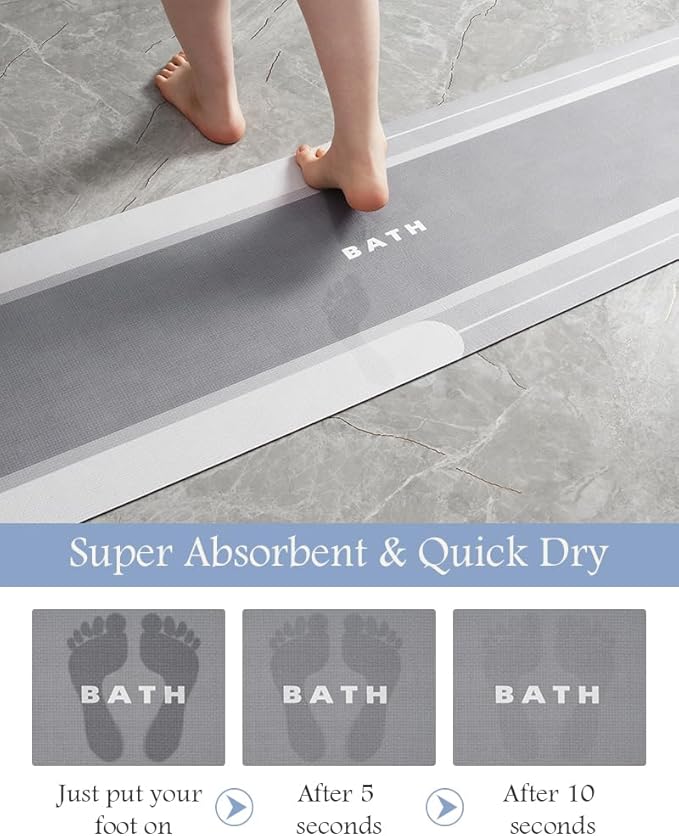 MontVoo-Bath Mat-Bathroom Mat Rug Non Slip Super Absorbent Stain Resistant Quick Dry Thin Bathroom Rug-Bath Mats for Bathroom Floor Bathtub Vanity-Bathmat Bath Rug Easy Care-24"x35" Gray