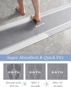 MontVoo-Bath Mat-Bathroom Mat Rug Non Slip Super Absorbent Stain Resistant Quick Dry Thin Bathroom Rug-Bath Mats for Bathroom Floor Bathtub Vanity-Bathmat Bath Rug Easy Care-24"x35" Gray
