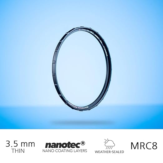 55mm X2 UV Filter for Camera Lenses - UV Protection Photography Filter with Lens Cloth - MRC8, Nanotec Coatings, Ultra-Slim, Traction Frame, Weather-Sealed by Breakthrough Photography