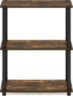 Furinno Turn-N-Tube 3-Tier Compact Multipurpose Shelf Display Rack, Amber Pine/Black