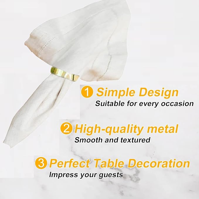Gold Napkin Rings-20 Pcs Stainless Steel Napkin Rings,Metal Napkin Ring for Table Settings Wedding Christmas Party Dinner Table
