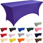 10-Pack 6ft Spandex Table Covers for Rectangle Standard Folding Tables - Wrinkle Resistant Stretch Tablecloths - Ultimate Fitted Table Protector for Parties, Banquet, Wedding