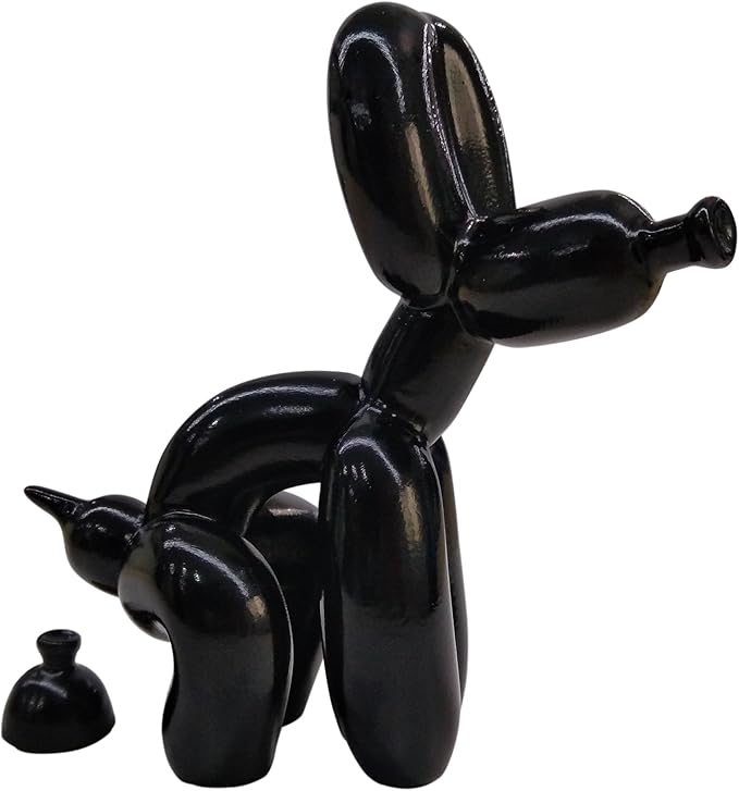 Balloon Dog Mini Poop Dog Decoration Desktop in Living Room Art Animal Small Statue Bookshelf Cute Puppy Decor (Black)
