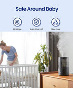 Humidifiers for Bedroom, 2.0L Cool Mist Humidifier for Home Plant and Baby Nursery, Quiet Ultrasonic Humidifier with 360° Nozzle, Auto Shut-Off, Filterless, Black