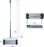 Heavy Duty Rolling Lawn Aerator, Rotary Push Tine Spike Aerator with 1.4-Inch Spikes, 57-Inch Steel Handle, Garden Yard Grass Maintenance Manual Aerator Tool for Improved Soil Aeration Silver