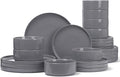 Famiware Nebula Plates and Bowls Set, 24 Pieces Dinnerware Sets, Dishes Set for 8, Dark Gray