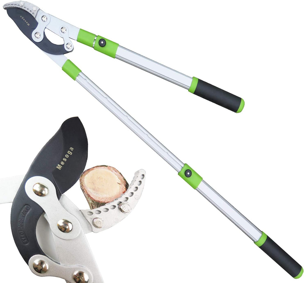 Heavy Duty Anvil & Bypass Lopper with Telescopic Handle (26-41 Inch) - 5-Layer Adjustable Garden Pruner, 2-Inch Branch Cutter for Tree Trimming