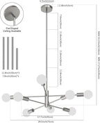 Modern Chandelier, 53 InchH Sputnik Ceiling Light Dining Room Light Fixtures Over Table Height Adjustable Mid Century Hanging Light E26 Pendant Lighting for Bedroom Kitchen Foyer 8-Light Silver