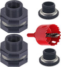 2 PCS Rain Barrel Bulkhead Fitting kit with Plugs and Hole Saw Tool, 1 Inch PVC Spigot Connector Kit for Rain Barrels Water Tanks Pools Aquariums Tubs (Bulkhead 1 Inch)
