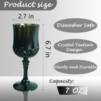Plastic Wine Glasses，Plastic Goblets Vintage Style Cordial Drinking Glasses for Wedding Reception, Grand Event Party Supplies (48, Black)