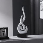 AWNR Modern White Sculpture Decor: Flame Statue with Glass Ball Resin Abstract Art Figurines Unique Centerpiece for Living Room TV Stand Coffee Table Office Decor