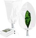 Homimp Plant Covers Freeze Protection, 2 Pack Frost Covers with Zipper Drawstring (71" x 47.3") Plant Protection Cover Bags for Outdoor Winter Frost Cold Weather Shrubs Trees Jacket Covers(White)