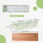 Succulent Pots - 12.1 Inch Large Succulent Pots with Drainage Tray, Window Sill Planter, Long Rectangle Ceramic Pots for Indoor Cactus/Succulent Plants Shallow Bonsai Window Box for Home Garden Decor