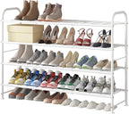LINZINAR Shoe Rack Long 4 Tier Shoe Storage Organizer Metal Wide Shoe Shelf for Closet Entryway Bedroom 30 Paris Large Capacity, White