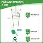 KLS 3 Pack Tomato Cage for Pots Plant Support, Upgrade 36 Inches Tomato Cages for Garden, Pepper Cage Trellis Kit with Plant Tie and Clips (36")