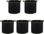 DOITOOL 5 Pack 5 Gallon Plant Grow Bags, Nonwoven Plant Fabric Pots with Handles, Vegetable/Flower/Plant Grow Bags for Nursery Garden Planting