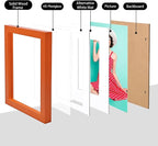 KINLINK 5x7 Picture Frame Orange, Solid Wood Frames with Acrylic Plexiglass for 3.5x5/4x6 with Mat or 5x7 without Mat, Tabletop and Wall Display Photo Frame, Set of 4