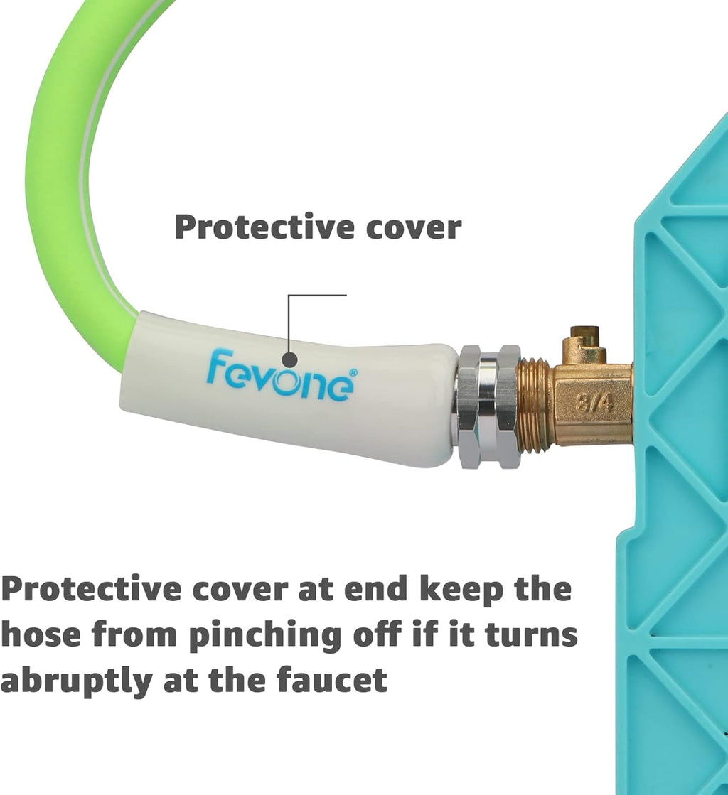 Fevone 25 ft x 5/8" Heavy Duty Garden Hose, Drinking Water Safe, Flexible & Kink-Free Hybrid Polymer Water Hose, Lightweight Outdoor Hose with 3/4" Solid Aluminum Fittings