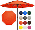 JEAREY 9FT 3 Tier Patio Umbrella Outdoor Market Umbrella Table Umbrellas with 8 Ribs 1.5 Pole Push Button Tilt and Crank UV Protection for Garden,Orange