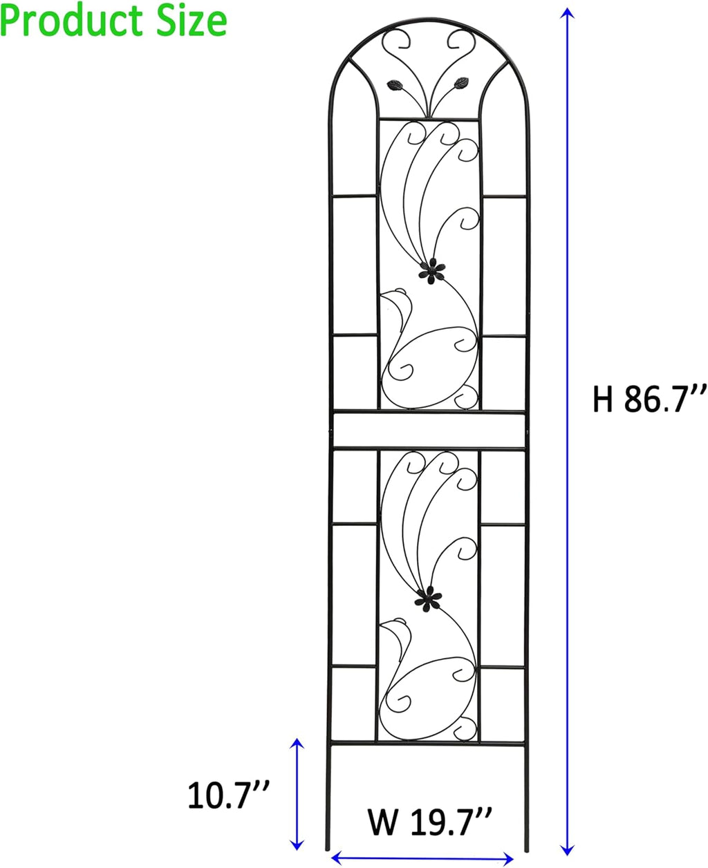 Garden Trellises, 2 Pack Black Metal Coated Rustproof Trellis for Climbing Plants Outdoor, Roses, Vines, Flowers, and Vegetables-86.7" x 19.7"