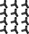 12 Pcs 11mm Greenhouse Frame Building Connectors, 3 Way Right Angle Pipe Fitting for Grape Trellis/Sunscreen Shed/Gardening Plant Stakes, Greenhouse Accessories [Black]