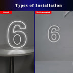 Number 6 Neon Sign for Birthday, 16.54" Cool White USB Battery Powered Led Neon Sign for Party Wedding Anniversary Decor Light Sign (Number 6)