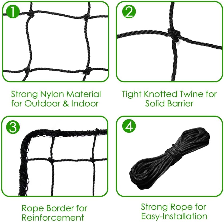 Baseball Softball Backstop Nets, Heavy Duty Sports Netting Barrier #18 Baseball Netting 10'x10'/10'x20'/15'x15'…