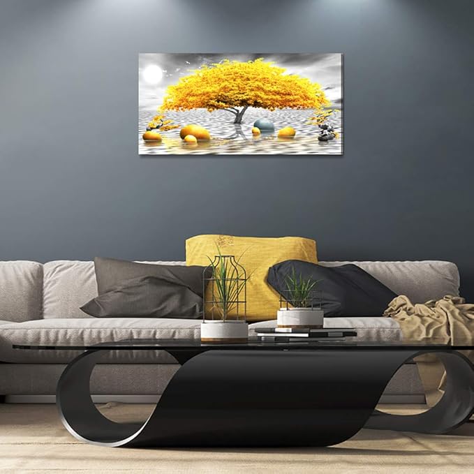 Wall decorations for living room Canvas Wall Art for bedroom Abstract wall decor Black and white Canvas Art Yellow tree paintings bathroom Home Decoration Hang Pictures Office large Wall Artworks