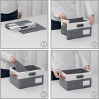 PRANDOM Foldable Storage Bins with Handles [3-Pack] Fabric Collapsible Storage Boxes Baskets Cubes Containers with Handles for Closet Living Room Bedroom (Grey & White 11.5x8.5x6.7'')