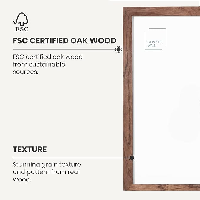 Opposite Wall - 9x12 in - Dark Oak Wood Picture Frame - Lightweight, Versatile & Shatterproof - Wall Hanging Poster or Photo Frame - Wall Decor for Office, Gallery & Home