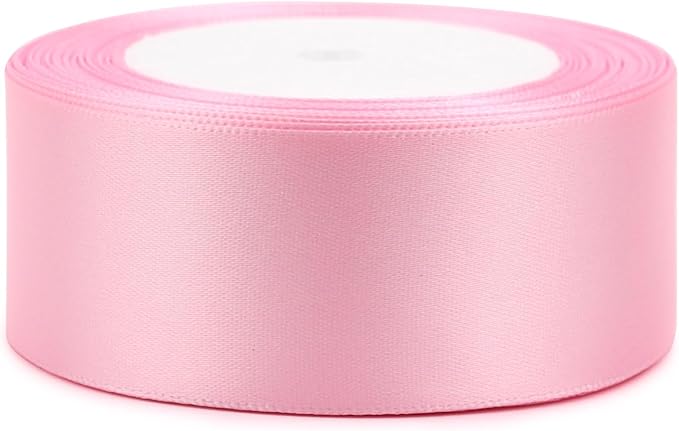 Pink Solid Satin Ribbon 1-1/2 Inch 25 Yards Solid Polyester Fabric Ribbon for Gift Wrapping Wedding Christmas Baby Shower Birthday Party Decoration Handmade Immortal Flower Craft