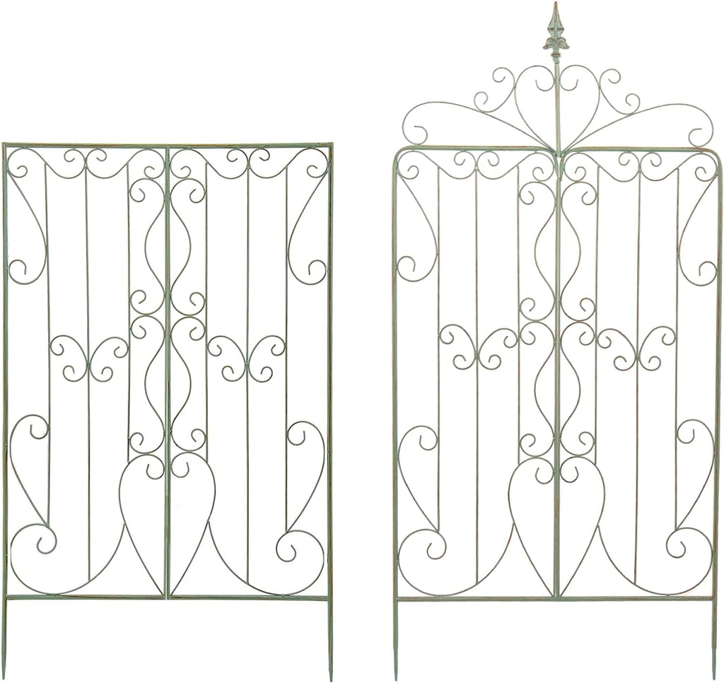 Sungmor 2 Pack Large Garden Trellis for Climbing Plants, 92.5 Inch Tall Rustic Green Garden Metal Trellis, Decorative Trellis for Outdoor Rose Vines Cucumbers Support, Greenhouse, Flowerbed, Backyard
