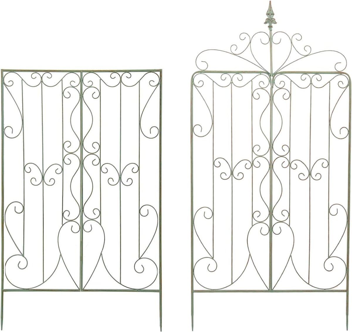Sungmor 2 Pack Large Garden Trellis for Climbing Plants, 92.5 Inch Tall Rustic Green Garden Metal Trellis, Decorative Trellis for Outdoor Rose Vines Cucumbers Support, Greenhouse, Flowerbed, Backyard