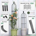 GardenPal Rustproof Metal Pipe Garden Obelisk Trellis, Tomato Cage and Plant Support for Climbing Plants, Potted Tall Plant Stakes for Vine Vegetable Flower Outdoor Indoor (Black, Φ31.7cm-H175cm)