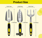 Garden Tool Set, 3 Piece Gardening Tools Includes Garden Trowel, Transplant Trowel and Hand Rake with Non-Slip Ergonomic Handle, Heavy Duty Garden Kit for Planting, Garden Gifts, Yellow