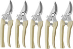 5pcs Garden Flower Shears Pruning Shears 6.9 inches Scissors Heavy Duty Plant Scissors for Cutting Flowers, Trimming Plants, Bonsai, Fruits Picking (White Handle 5pcs)
