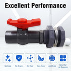 rain Barrel Spigot 1 inch PVC Bulkhead Adapter 1" I.D. Female Thread Red Switch Valve Garden kit, for 5/2.5/50/55/100 Gallon Water Tank rainwater stock