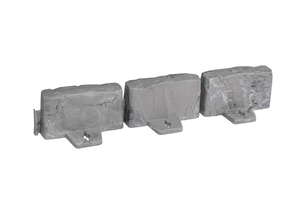 EasyFlex No-Dig Landscape Edging with Anchoring Spikes, 2.7 in Tall Decorative Stone-Look Garden Border, 15 Foot Kit, Slate Gray